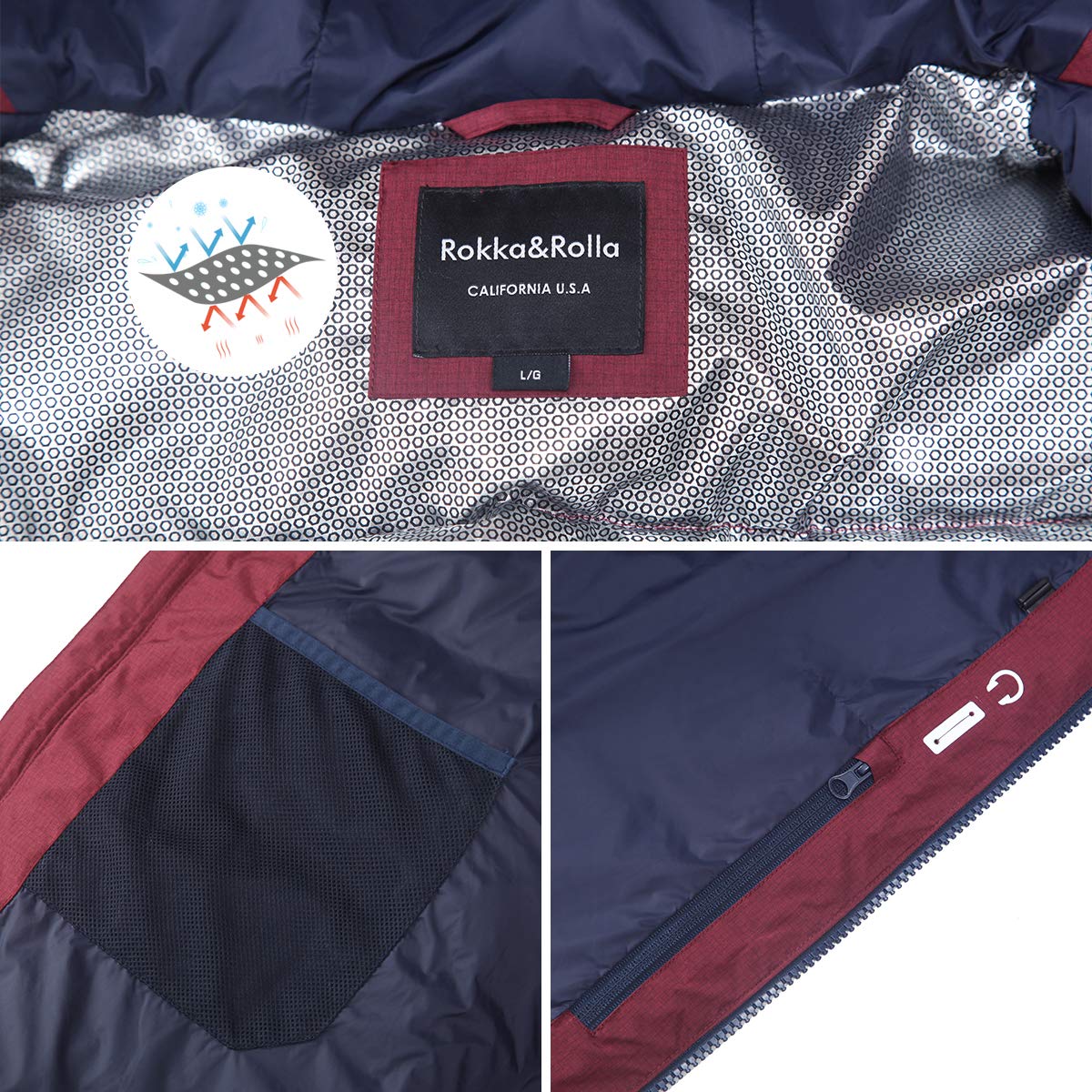 Rokka&Rolla Men's Heavy Duty Winter Puffer Jacket - Thermal Insulated Bubble Coat with Heat Reflective Lining for Extreme Cold Weather - Perfect for Snowboarding, Skiing & Outdoor Adventures