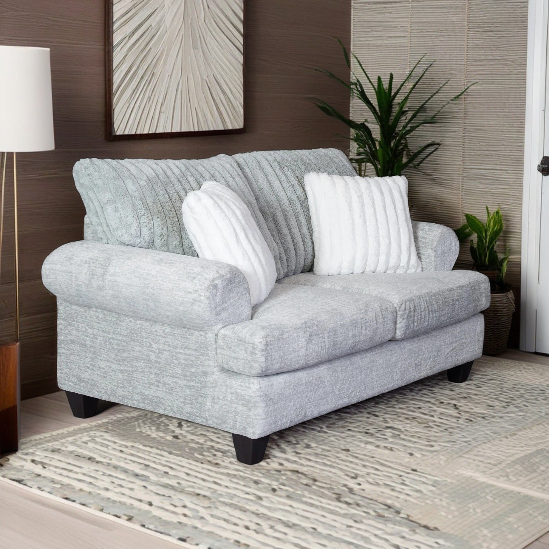 Oasis Living Room Collection: 3-Piece Sofa and Loveseat Set in Galactic Oyster Gray - Modern Sectional Couch for Small Spaces, Apartment & Cozy Home Decor