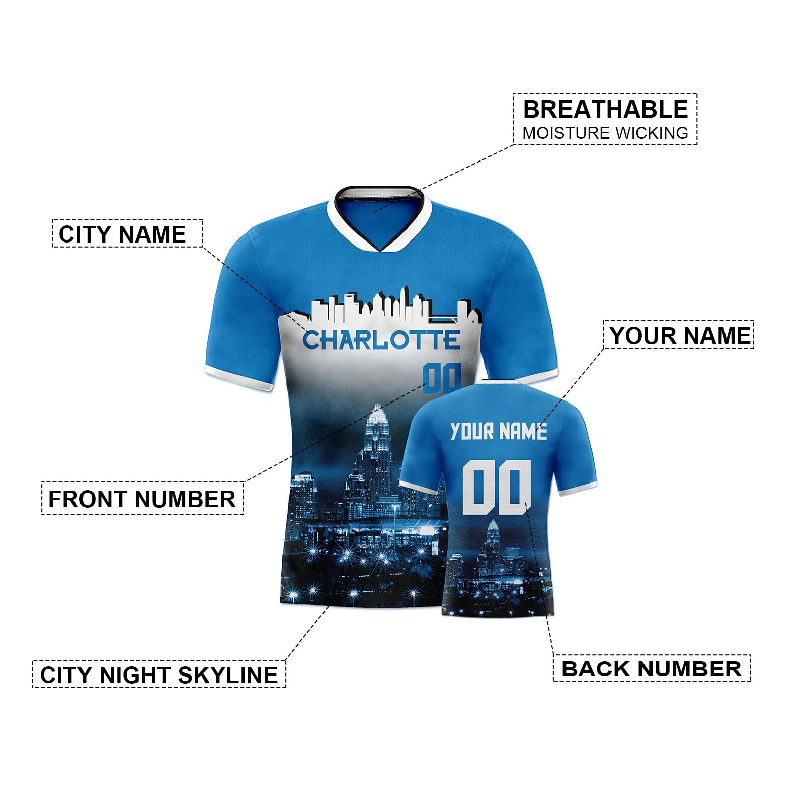 2024 Custom Soccer Jersey with City Night Skyline Design - Personalized Name & Number for Men, Women, Youth - Perfect Gift for Soccer Fans - Ideal for Games, Training & Fan Events