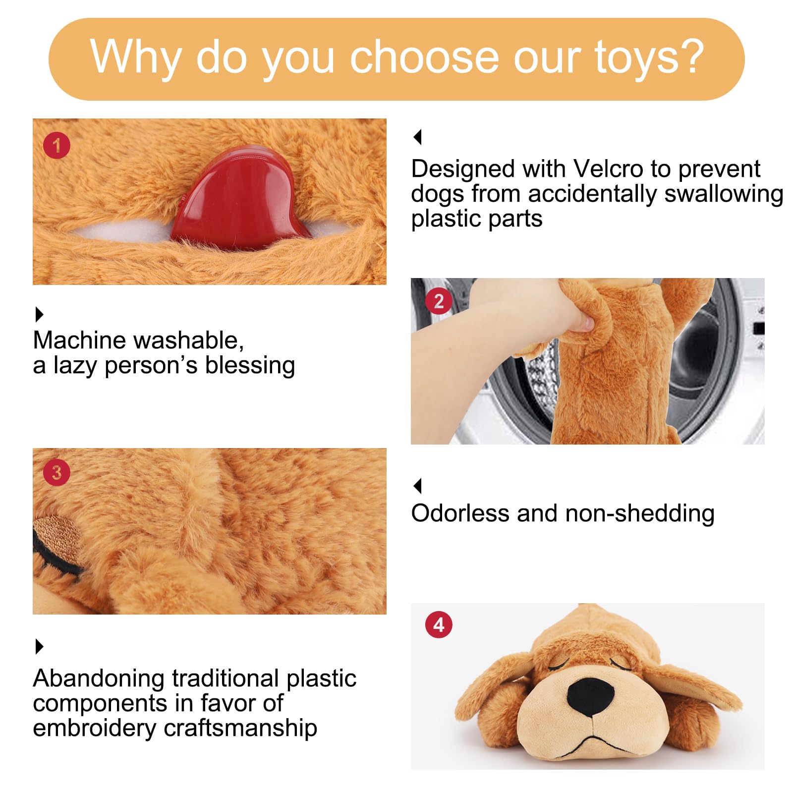 IFOYO Heartbeat Dog Toy - Calming Stuffed Animal Puppy Toy for Anxiety Relief, Crate Training & Behavioral Aid - Light Brown - Perfect for Anxious Dogs, Puppy Separation Anxiety & Comfort During Storms