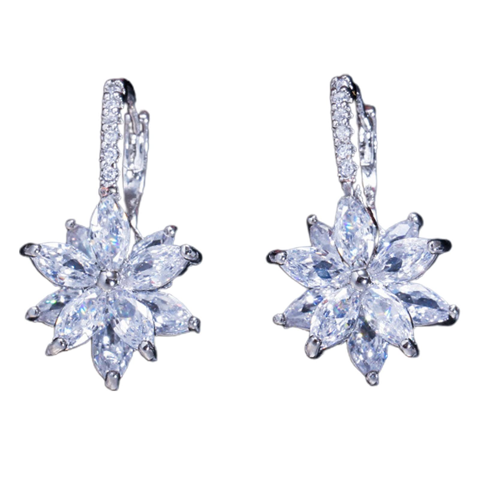 Exquisite Flower Rhinestone Dangle Earrings for Women - Sparkling Clasp Ear Jewelry for Daily Wear & Special Occasions | Perfect Gift for Birthday, Party & Wedding
