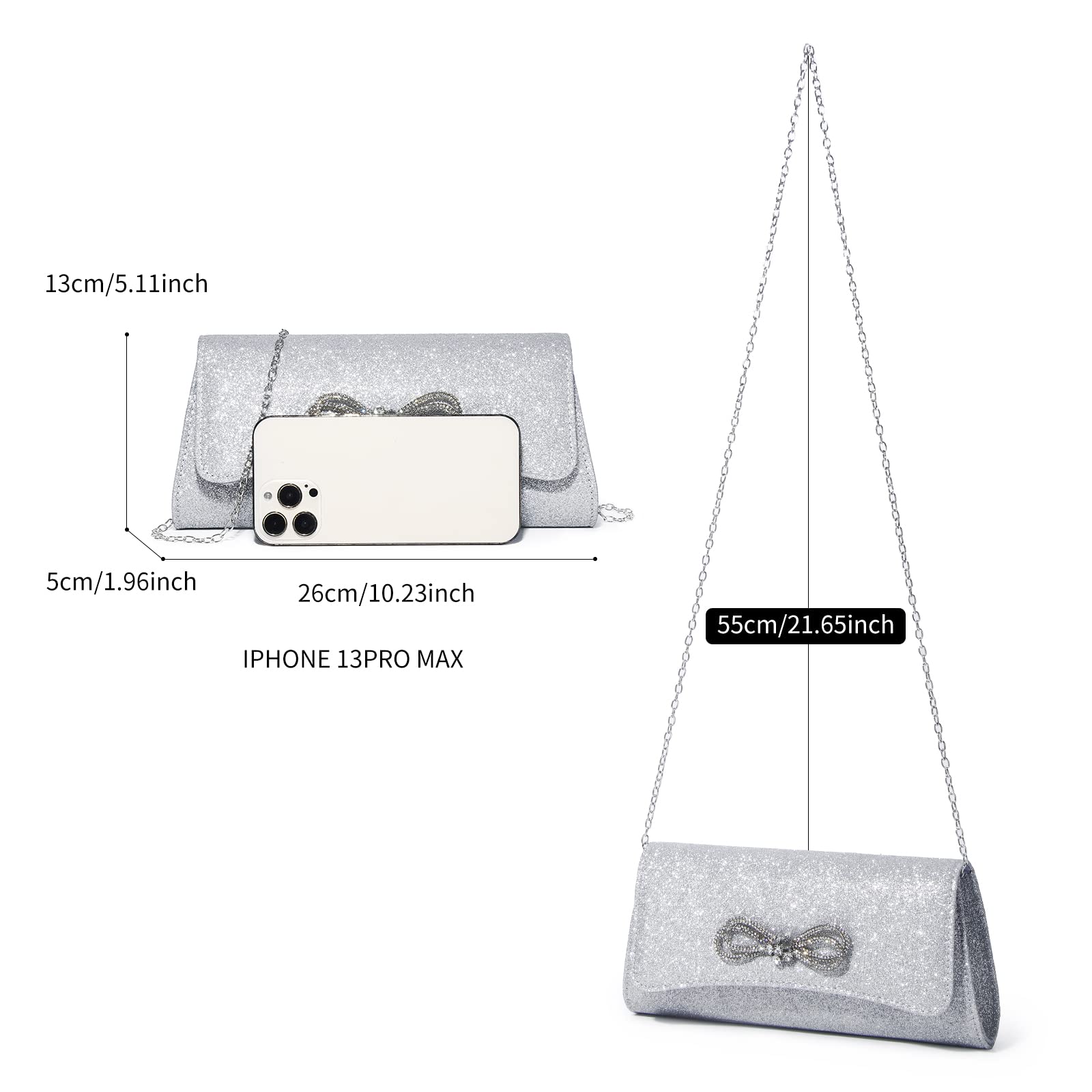 Sparkly Bow Clutch Purse for Women - Elegant Evening Bag for Wedding, Prom, Formal Events & Cocktail Parties | Labair Women's Handbag Collection | Perfect for Date Nights, Galas & Special Occasions