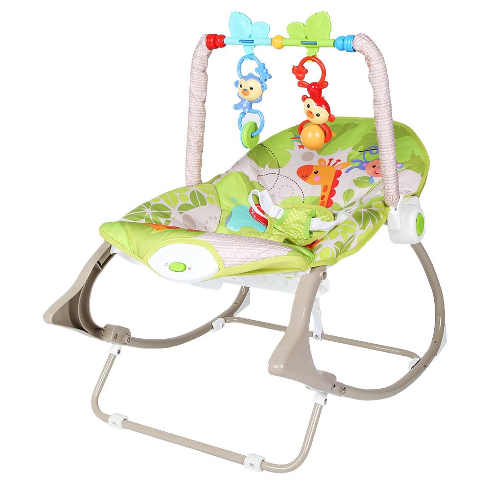 Detachable Soft Baby Rocking Chair Cradle with 2 Toys - Portable Infant Lounge Chair for Newborns | Secure & Comfortable Baby Seat with Removable Cushion | Perfect for Nursery, Bedroom & Travel