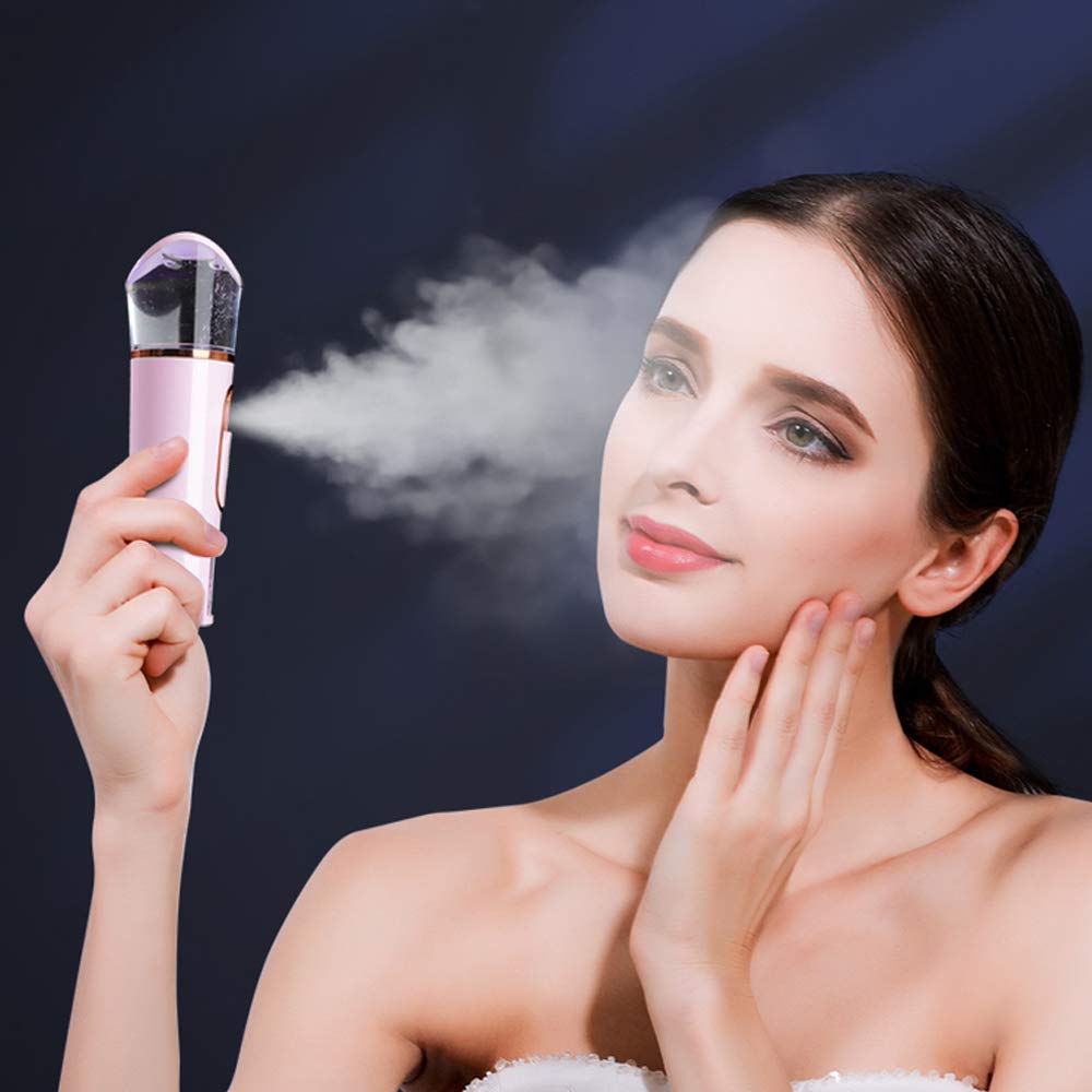 Portable Nano Facial Mister with Skin Moisture Analyzer - Handheld Hydrating Face Sprayer for Dry Skin, Eyelash Extensions & Makeup Setting - Large Capacity Cool Mist Atomizer for Travel, Gym & Daily Skincare Routine