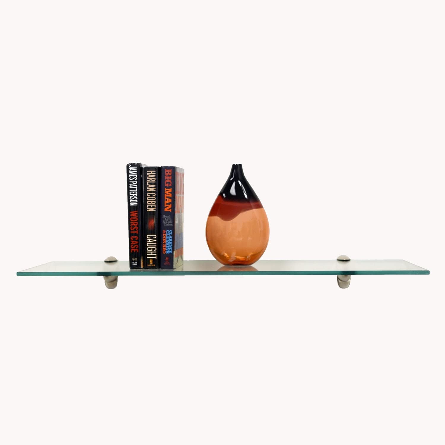 Spancraft 12x48 Inch Glass Shelf with Brass Finish - Perfect for Bathroom, Kitchen, or Display Shelving