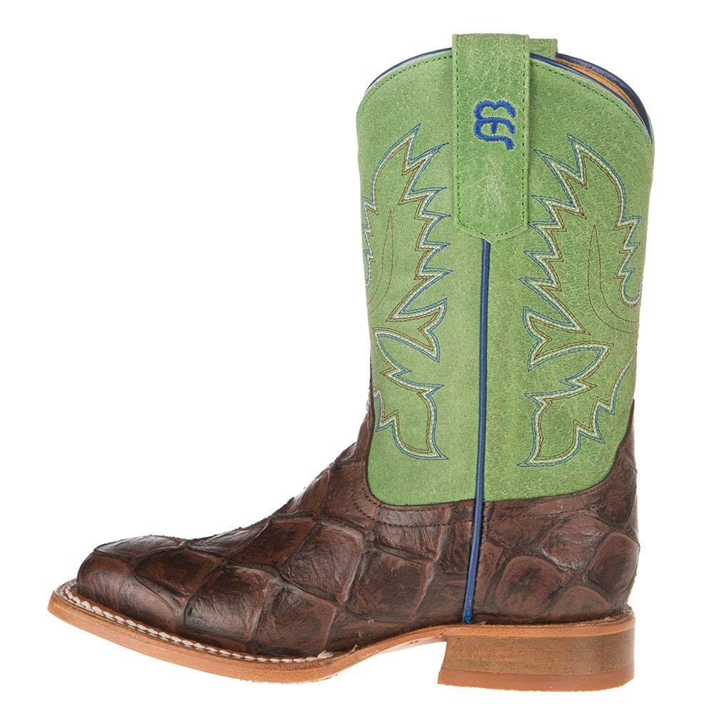 **Anderson Bean Kids Chocolate Filet of Fish Green Top Boots – Comfortable & Stylish Western Boots for Boys & Girls – Perfect for Rodeo, Ranch, and Outdoor Adventures**