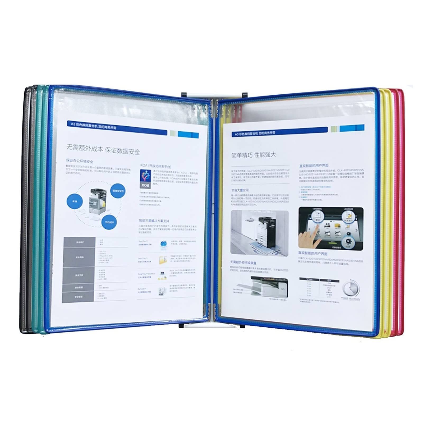 FPIGSHS Magnetic Wall Mount Display File Folders - 10 Page A4 Letter-Size Desktop Reference System & File Organizer - 8 Color Options - Perfect for Office, Home, or School Organization