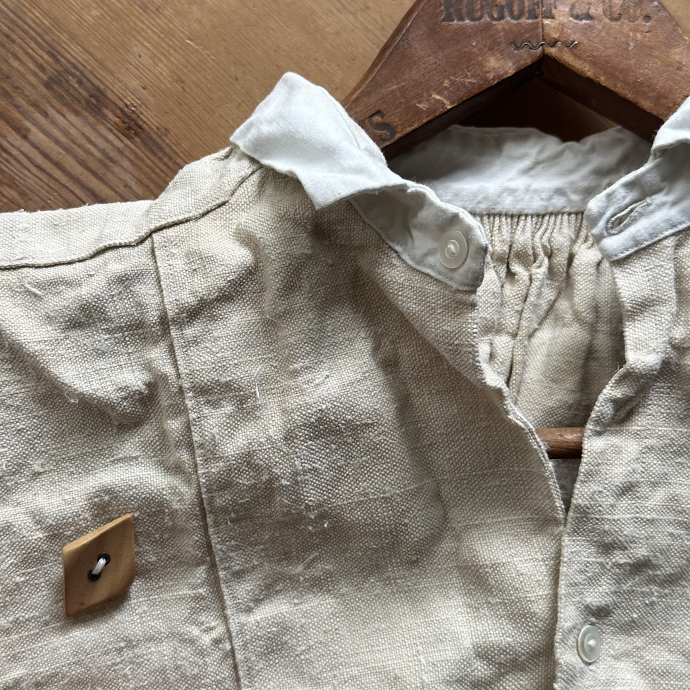 19th Century Vintage Linen Nightshirt with Antique Buttons - Custom Made Sleepwear for Historical Reenactments & Themed Events (#12)