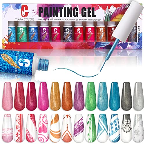 12 Colors Metallic Gel Nail Polish Set - UV/LED Soak Off Chrome Nail Art Polish with Silver, Gold, Rose Gold & Glitter Shades | Professional Salon Quality for DIY Nail Art Designs, Manicures & Home Use