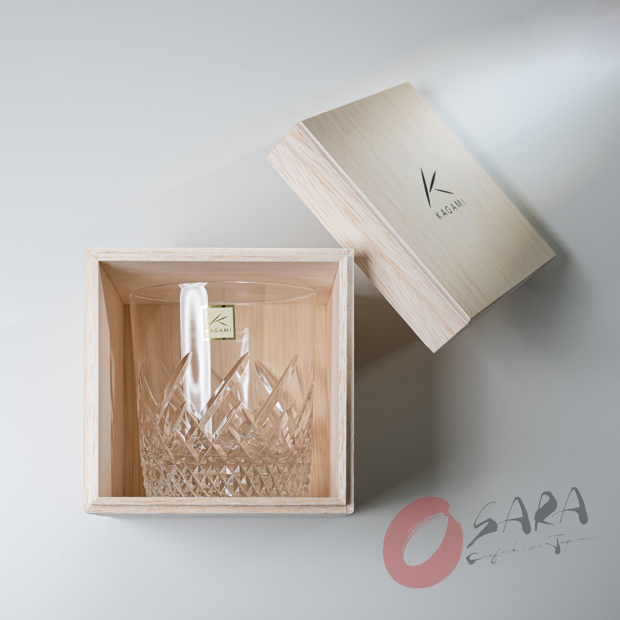 Premium KAGAMI Crystal Japanese Handmade Whiskey Glass Set - 260ml Frosted Design for Bourbon, Scotch & Cocktails - Elegant Barware for Home Entertaining & Gift Giving
