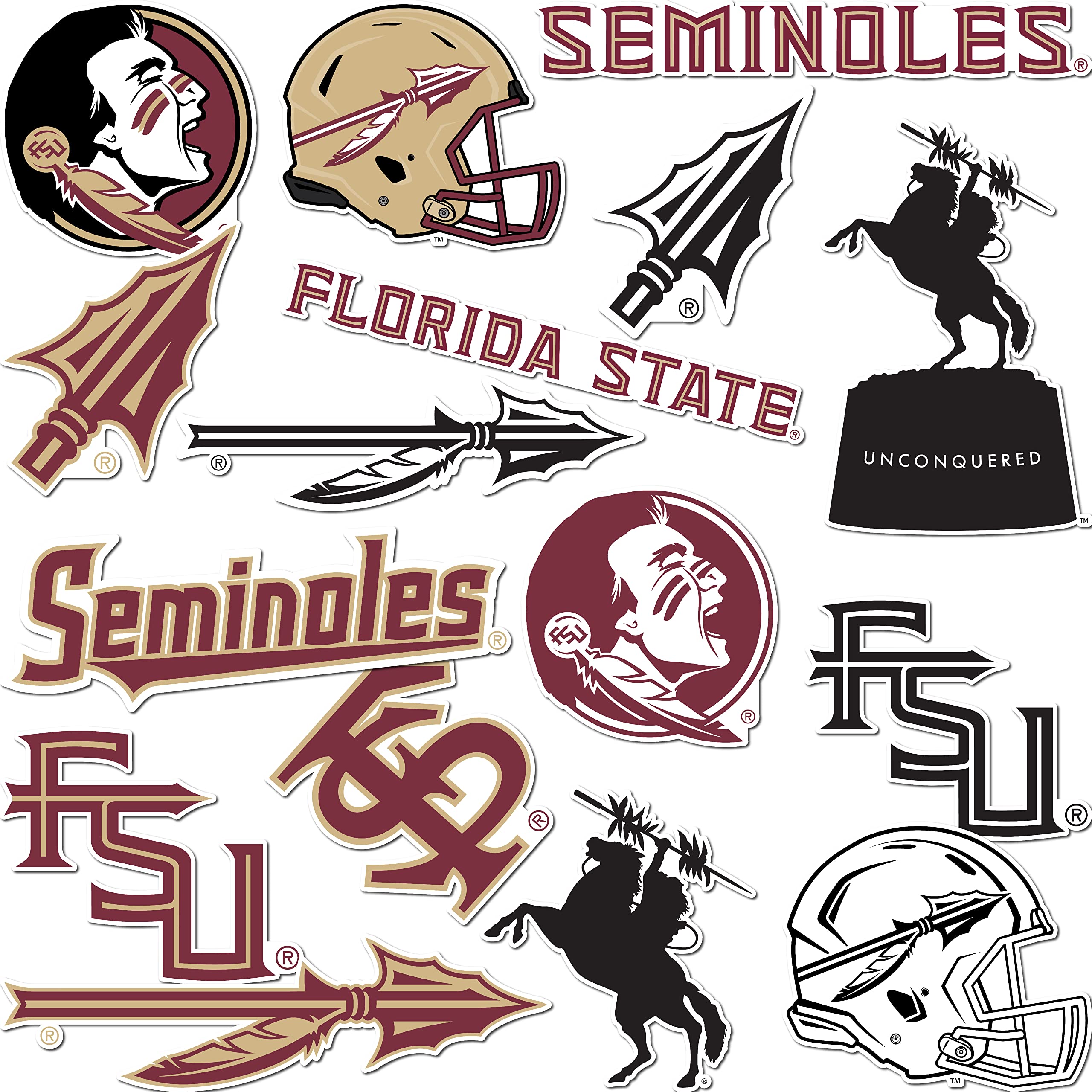 Florida State University Vinyl Decal Stickers - Durable Waterproof Decals for Laptop, Water Bottle, Car, Scrapbook & DIY Crafts (Type A) - Perfect for College Students, Alumni & Fans to Show School Spirit