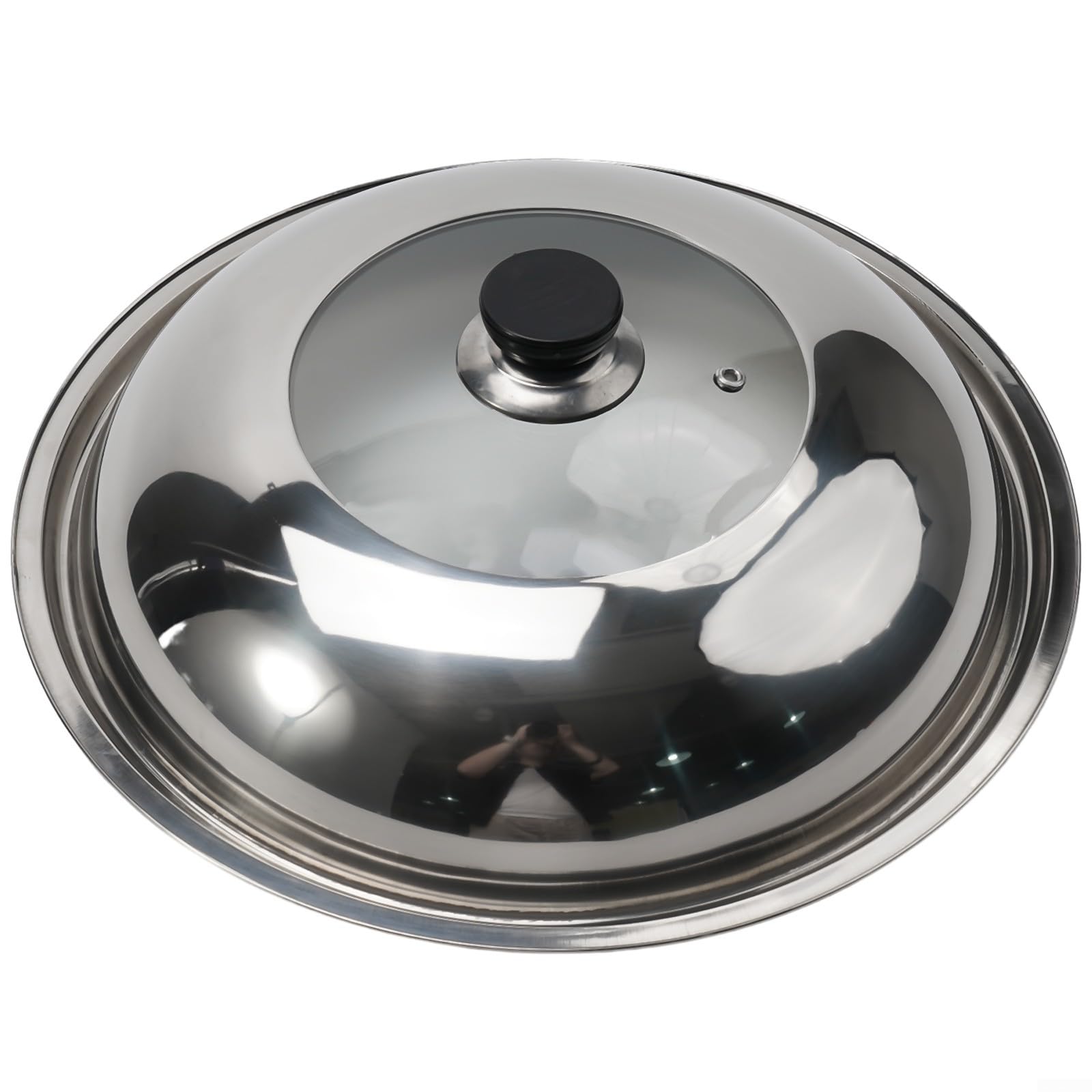 FACAIIO 34cm Stainless Steel Wok Lid - Splash-Proof, Easy to Use & Lift, Effortless Steam Control for Stir-Frying, Deep Frying & Healthy Cooking - Perfect for Asian Cuisine & Home Chefs