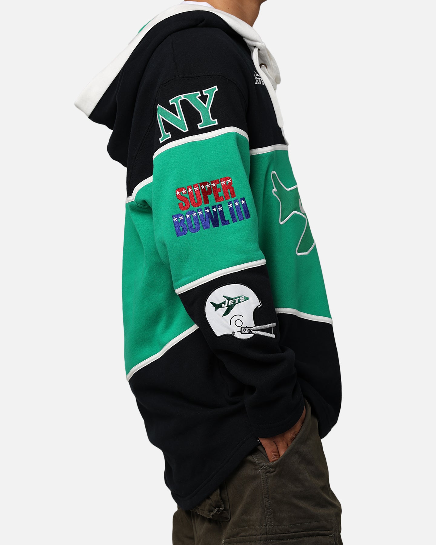47 Brand New York Jets Super Bowl Gridiron Lacer Hoodie - Jet Black - NFL Fan Gear for Game Day & Cold Weather Wear