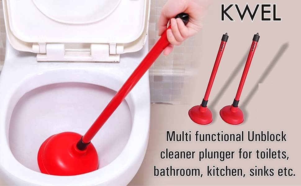 KWEL Drain Unclogger - Powerful Sink & Toilet Plunger for Kitchen, Bathroom Clogs - Heavy Duty Drain Cleaner Pump (Medium Size, Pack of 1) - Perfect for Hair, Food Waste & Soap Scum Removal