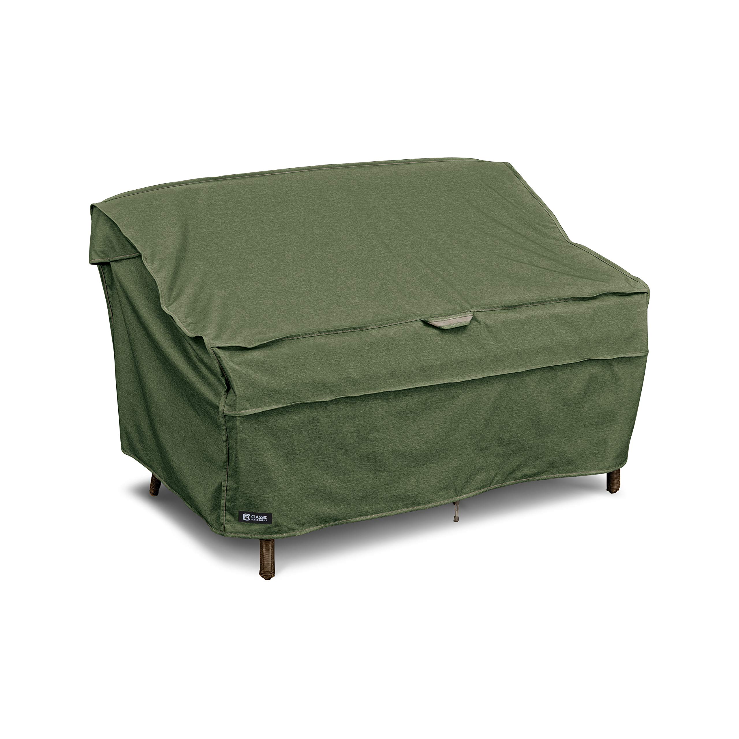 Classic Accessories Montlake FadeSafe Water-Resistant 58 Inch Patio Bench Cover, Heather Fern - Perfect for Outdoor Furniture Protection
