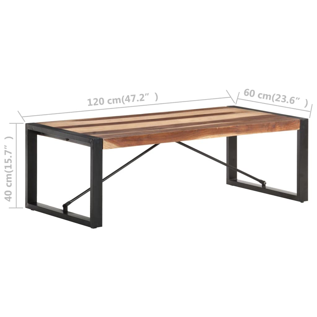 Solid Wood Coffee Table 47x24x16 Inches - Square Sheesham Wood Center Table for Living Room, Bedroom & Study - Rustic Modern Furniture for Home Decor, Entertaining & Relaxation