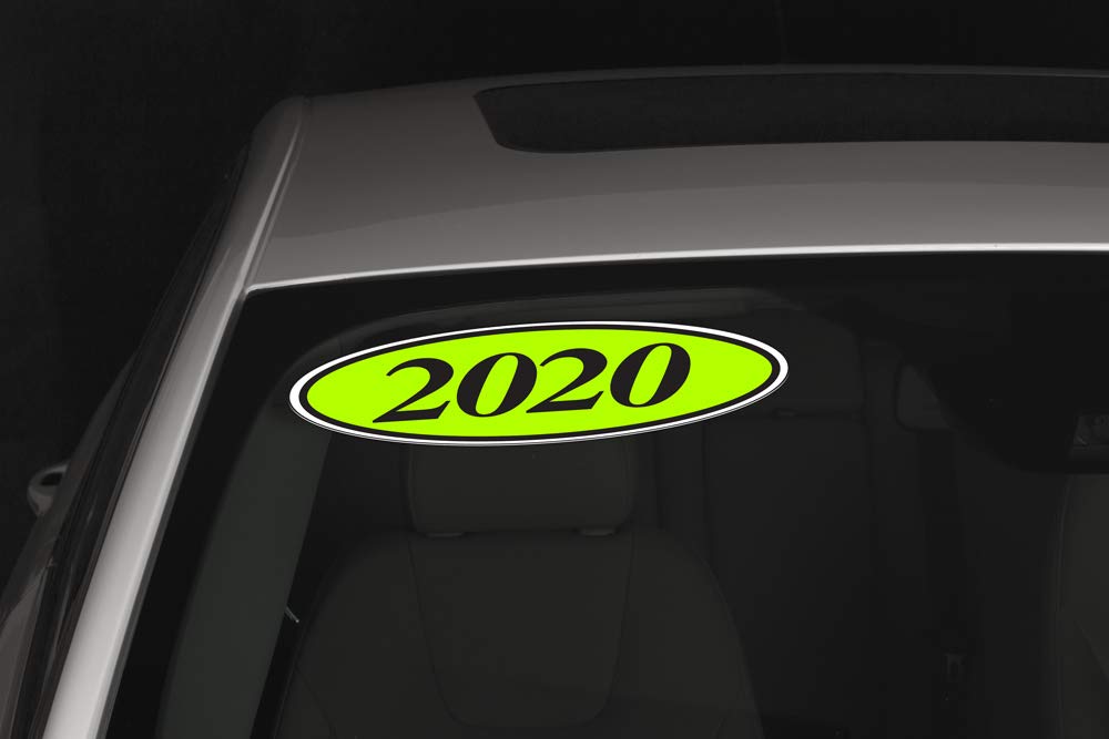 EZ-Line Oval Model Windshield Year Stickers for Car Windows - Large Vinyl Dealership Supplies (2006-2022) - 17 Dozen Pro Pack (1 Dozen Each Year) - Black on Chartreuse - Perfect for Auto Dealers, Fleet Management & Vehicle Registration
