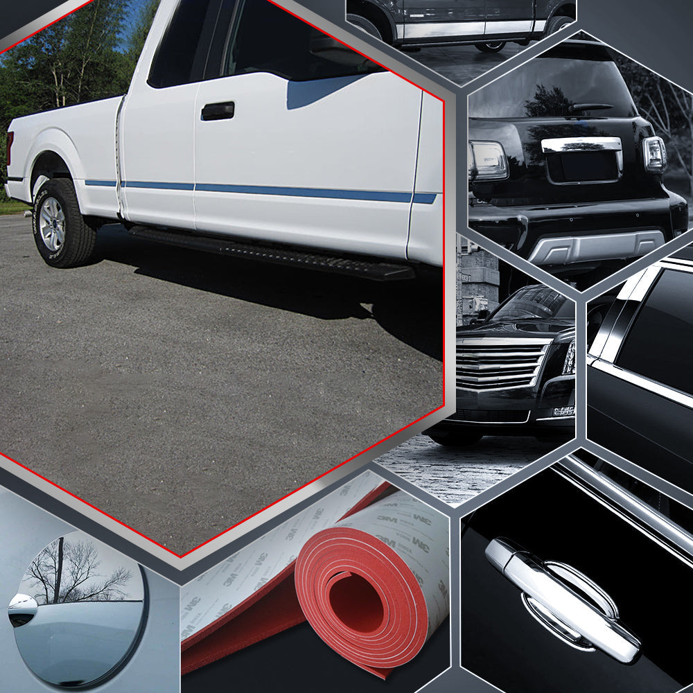 10pcs Stainless Steel Body Molding Insert Trim Kit for 2015-2020 Ford F-150 - Upgrade Your Truck's Exterior Style & Protection for Daily Driving and Off-Road Adventures
