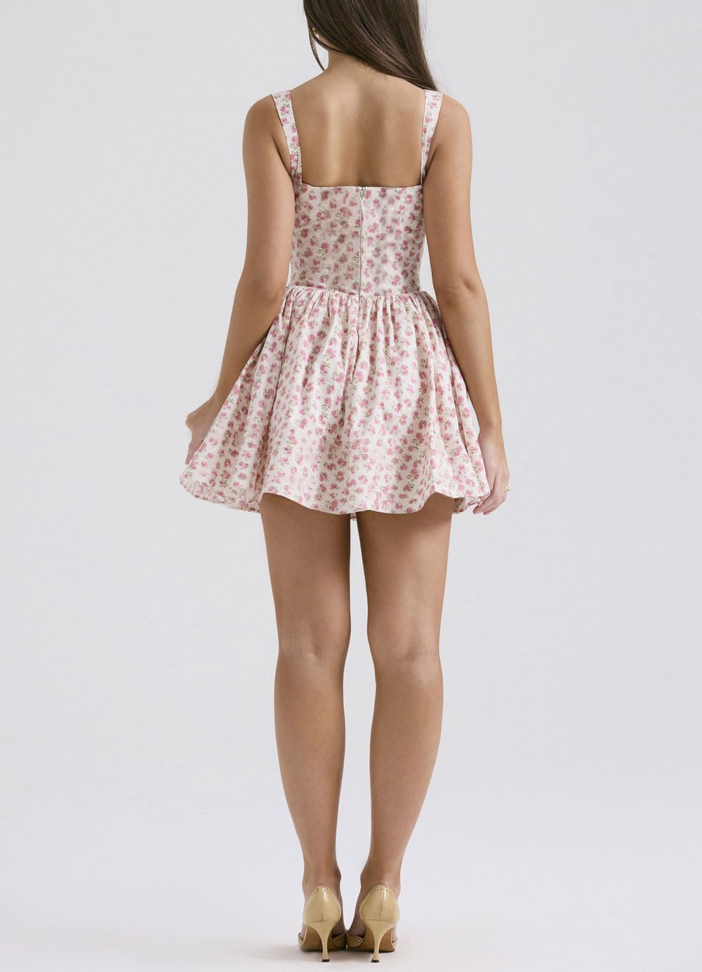 Women's Floral Print Milkmaid Dress - Spaghetti Strap Swing Pleated Mini Dress for Party & Club Wear | Summer Casual Outfit, Date Night, Vacation Dress