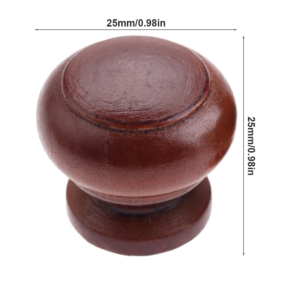 5pcs Dark Brown Wooden Knobs - Cabinet & Drawer Pulls for Kitchen, Closet, Dresser
