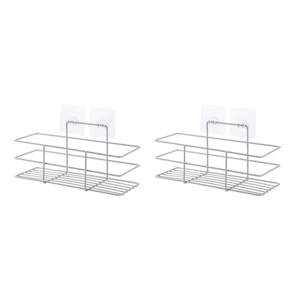 Amosfun 2-Pack Wrought Iron Wall-Mounted Storage Rack - Rustproof Bathroom & Kitchen Organizer Shelf with No Drilling Required (White) - Perfect for Small Space Organization in Bathrooms, Kitchens, and Laundry Rooms