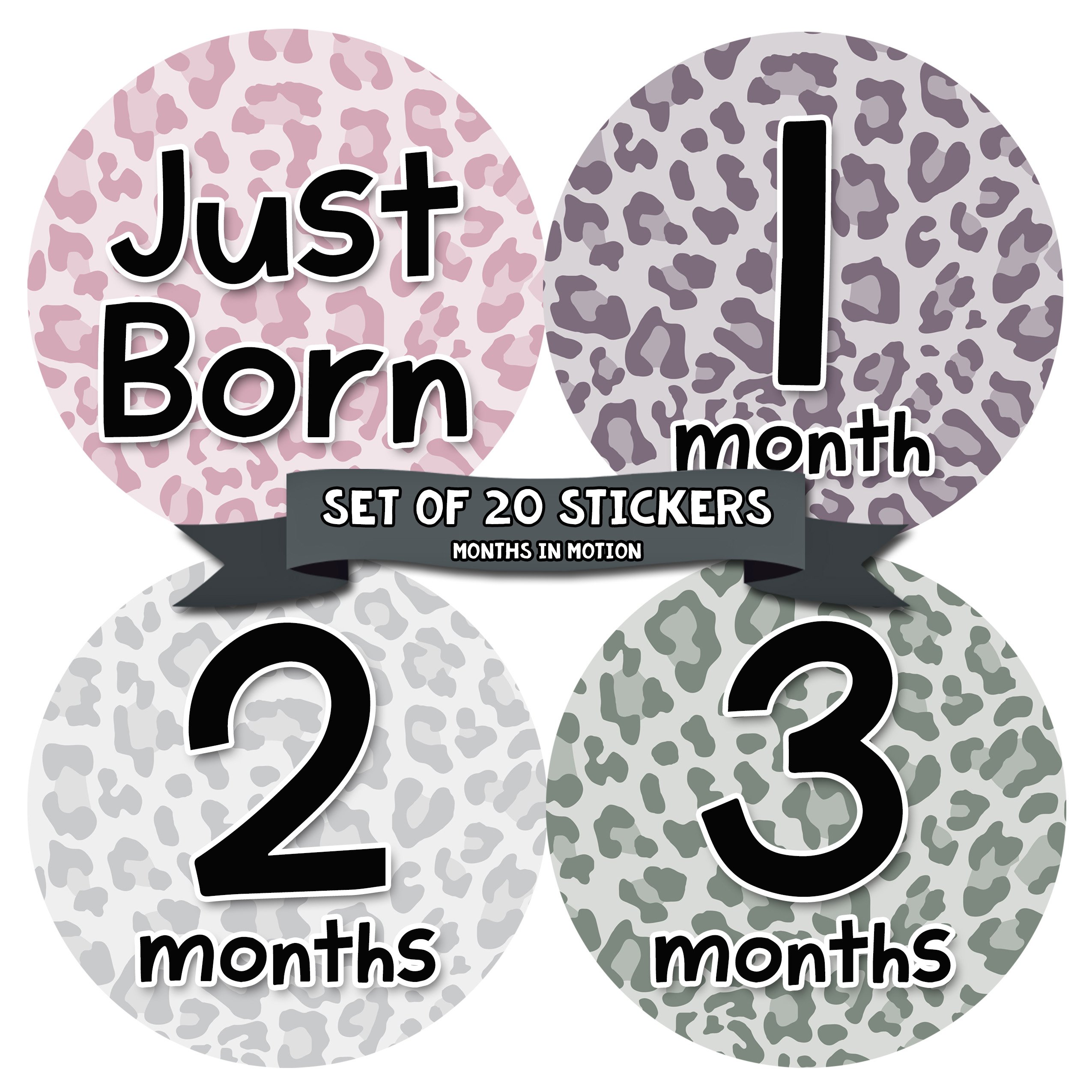Baby Monthly Milestone Stickers Set of 20 - Newborn Girl Growth Tracking Stickers - Cute Monthly Photo Markers for Baby's First Year - Perfect for Baby Albums, Scrapbooking & Monthly Photo Shoots