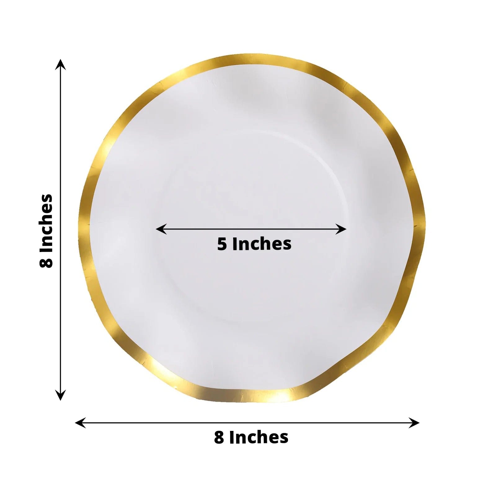 25-Pack Gold Wavy Rim Disposable Paper Salad Plates - Elegant Dinner Party Tableware for Weddings, BBQs & Picnics