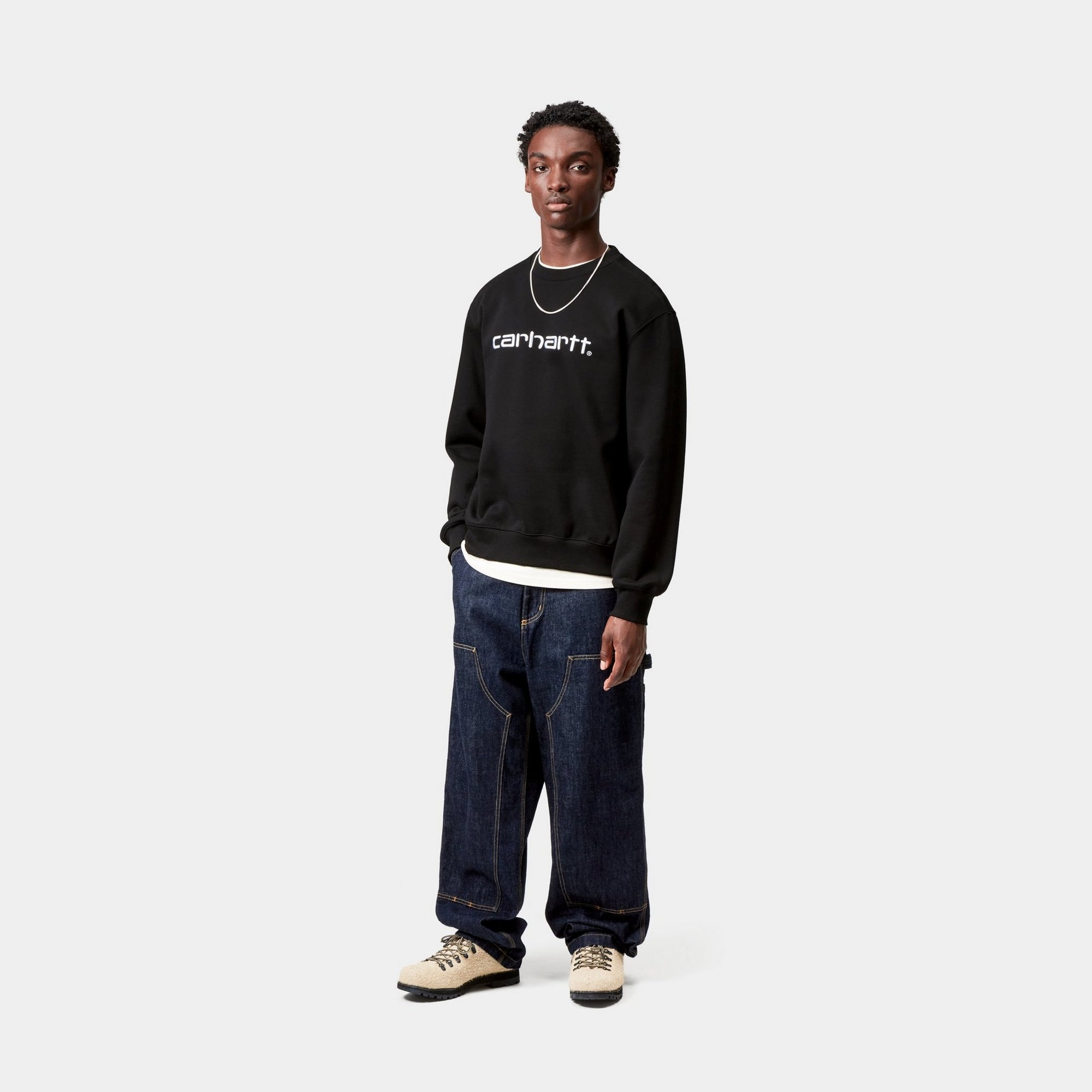 Carhartt Men's Heavyweight Sweatshirt - Black & White | Durable Cotton Pullover for Work, Outdoor & Casual Wear
