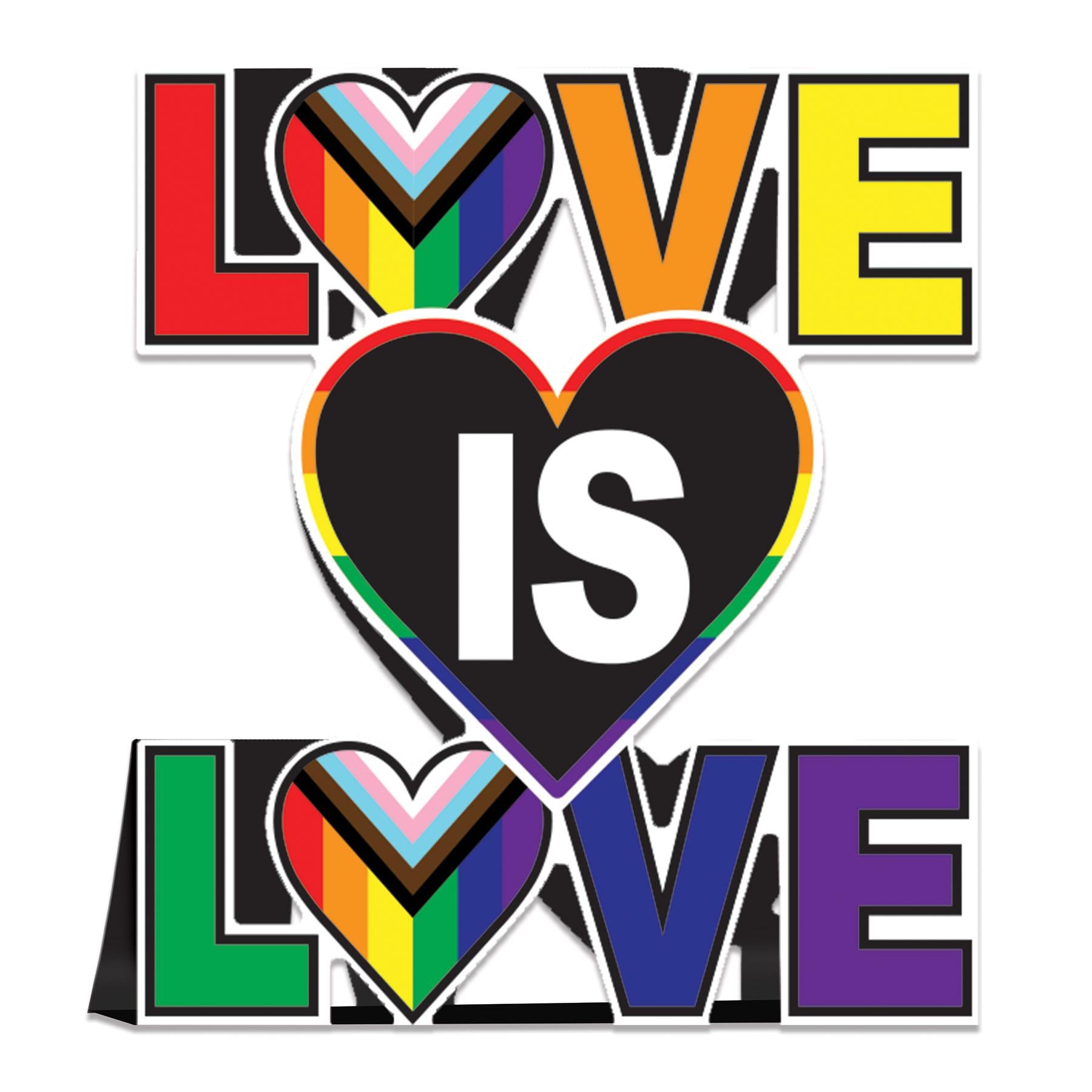 12 Pack Beistle 3D Love is Love Party Centerpieces - Rainbow Pride Decorations for LGBTQ+ Weddings, Anniversaries & Valentine's Day Celebrations