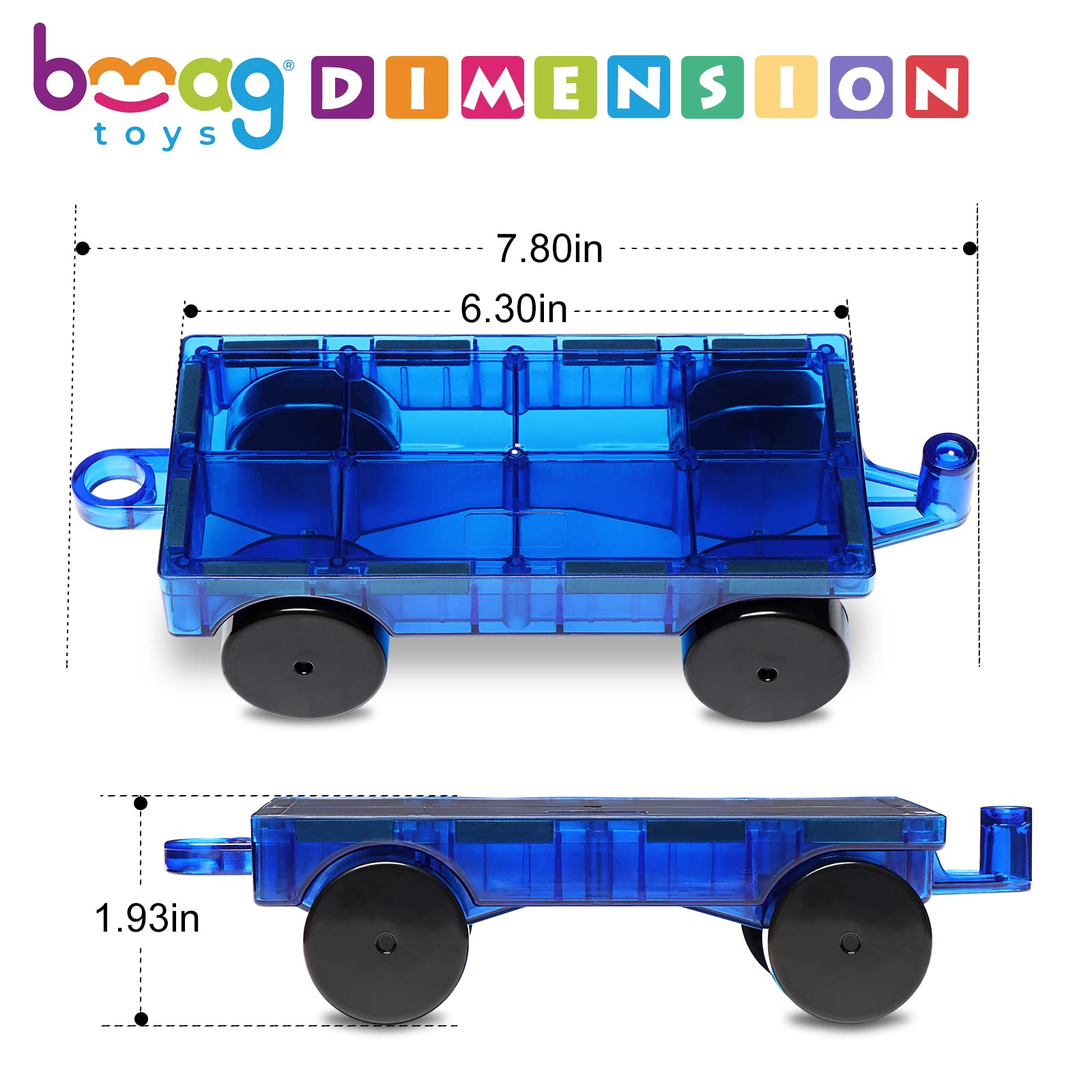 Bmag 2PCS Magnetic Car Building Set - Construction Vehicle STEM Toys with Magnet Tiles for Kids, Boys & Girls | Educational Learning Toy for Creative Play & Early Development | Perfect for Classroom, Home & Travel Activities