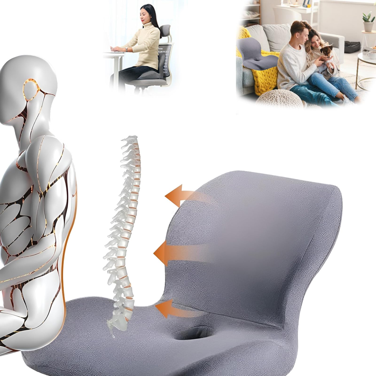 ElementEdge Memory Foam Seat Cushion - Orthopedic Office Chair & Car Seat Pad for Hip, Lumbar & Tailbone Pain Relief - Ergonomic Support for Home, Work & Driving Comfort