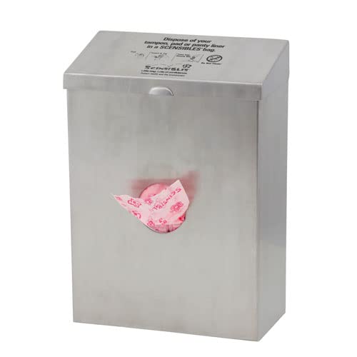 Stainless Steel Combination Dispenser & Receptacle with Scensibles Personal Disposal Bags & Liner Bags - Wrap Around Strap Design for Home, Office, and Public Restroom Hygiene Solutions