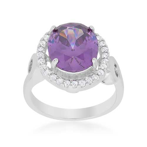 Stunning Amethyst Halo Cocktail Ring | Elegant Purple Gemstone Jewelry for Women | Perfect for Evening Parties, Weddings & Special Occasions