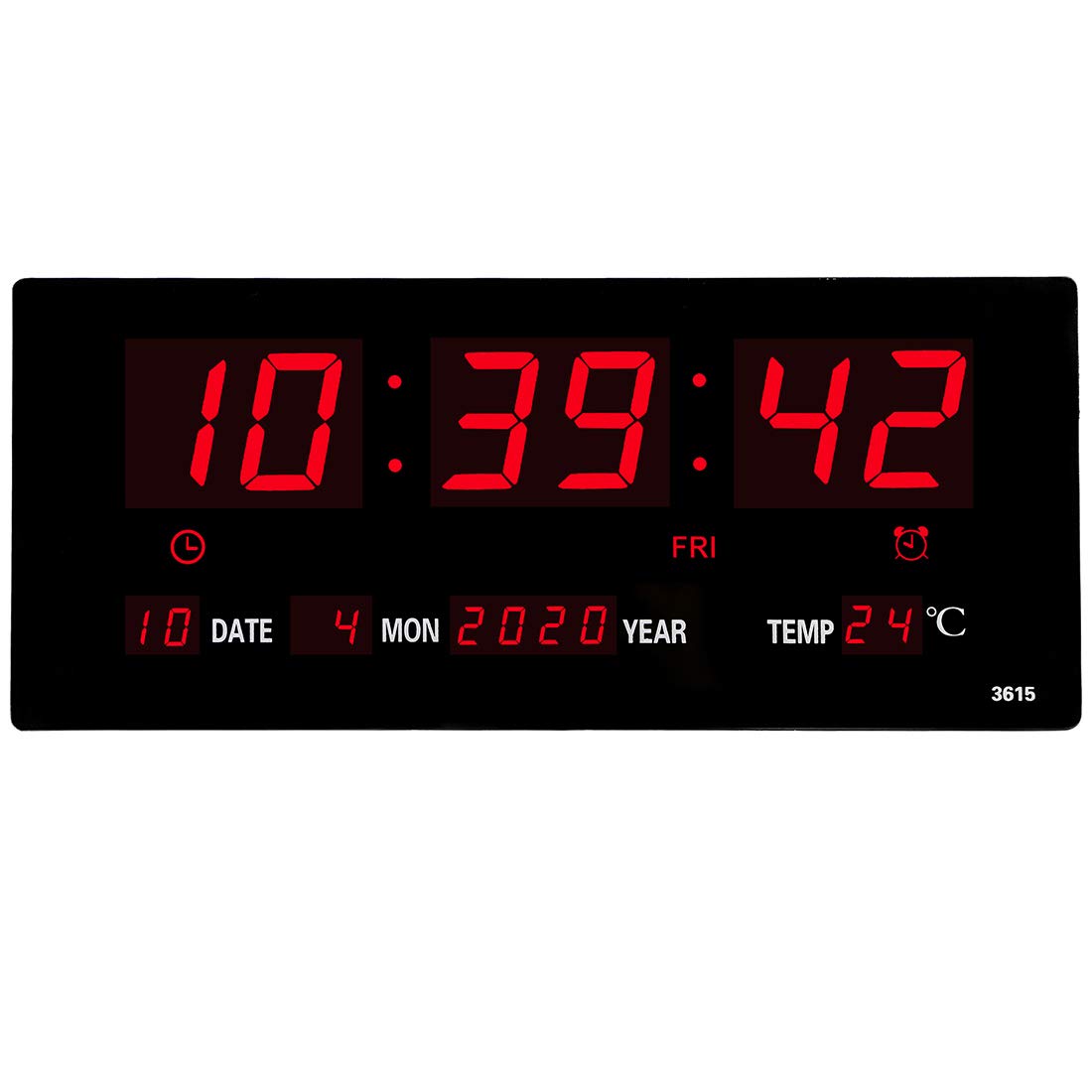 14.1 Inch Large LED Digital Wall Clock with Calendar, Temperature, Date & Day Display - Electric Wall Mount or Desk Clock (Red) - Perfect for Home, Office, Classroom & Bedroom Decor