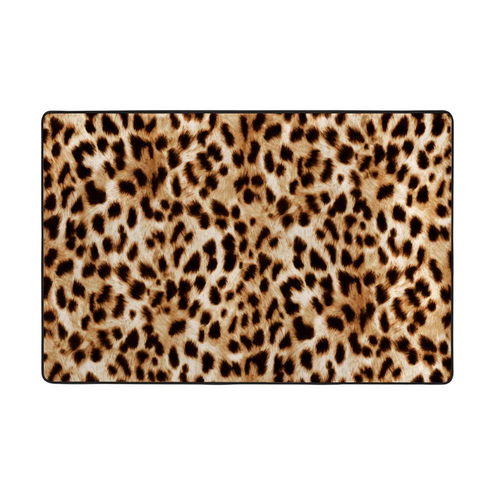 Non-Slip Large Area Rug - 63x48 Inch Soft Comfort Indoor Floor Mat, Leopard Print Carpet for Bedroom, Living Room & Sofa Decor | Perfect for Home, Office & Pet-Friendly Spaces
