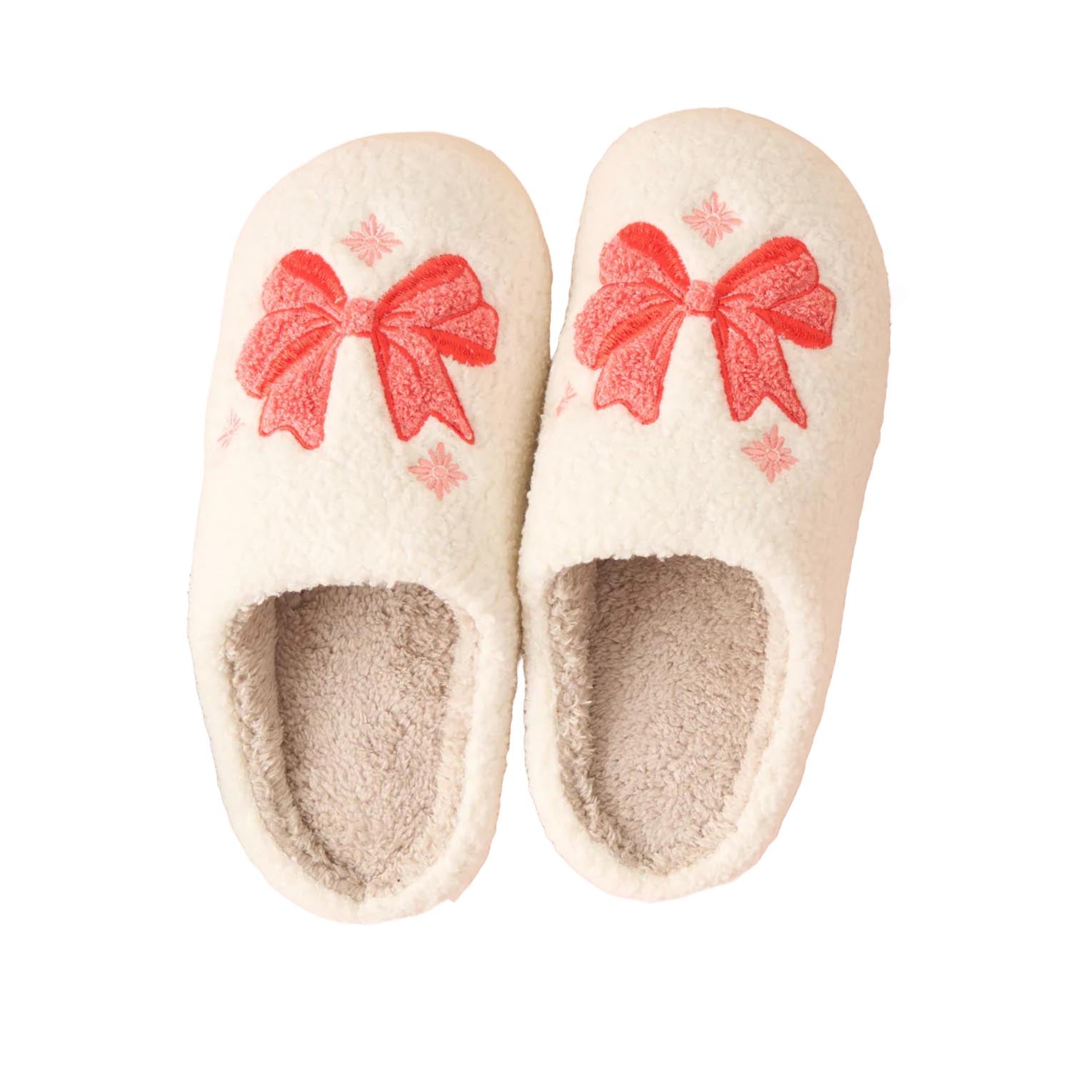 FLOOF Cozy White Plush Slippers for Women - Soft Indoor House Shoes with Non-Slip Sole - Perfect for Winter, Lounge, Spa & Home Comfort