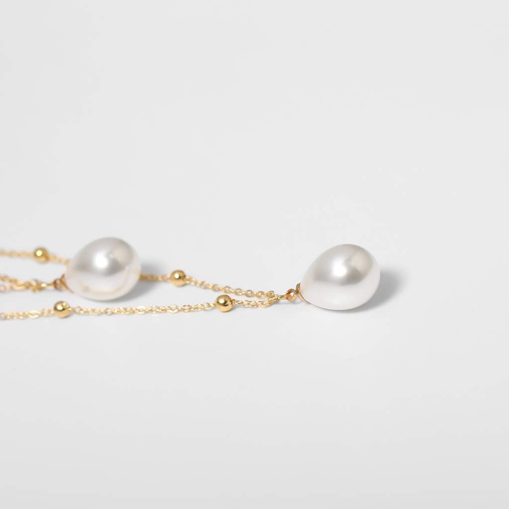 Women's Layered Pearl Necklace - White Beaded Rice Jewelry with Metal Pendant, Retro Multilayer Beads Design, Dainty Gold Necklace for Women - Perfect Gift for Her, Great for Daily Wear, Date Night & Special Occasions