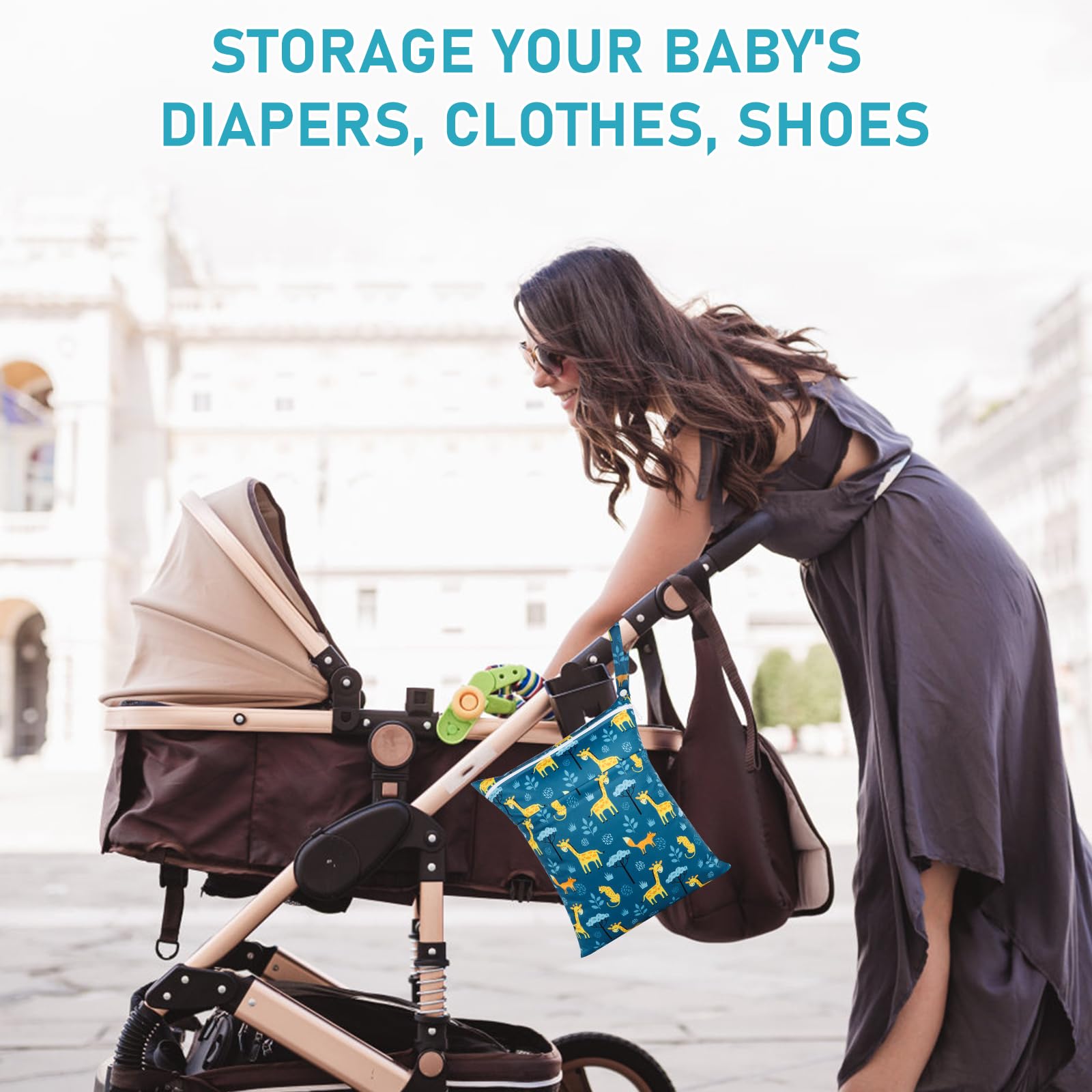 Angel Love Waterproof Wet Dry Bags 3 Pack - Reusable Baby Cloth Diaper Storage, Swimsuits & Wet Clothes Organizer with Dual Zippered Pockets - Perfect for Travel, Beach, Pool, Gym & Daycare Essentials