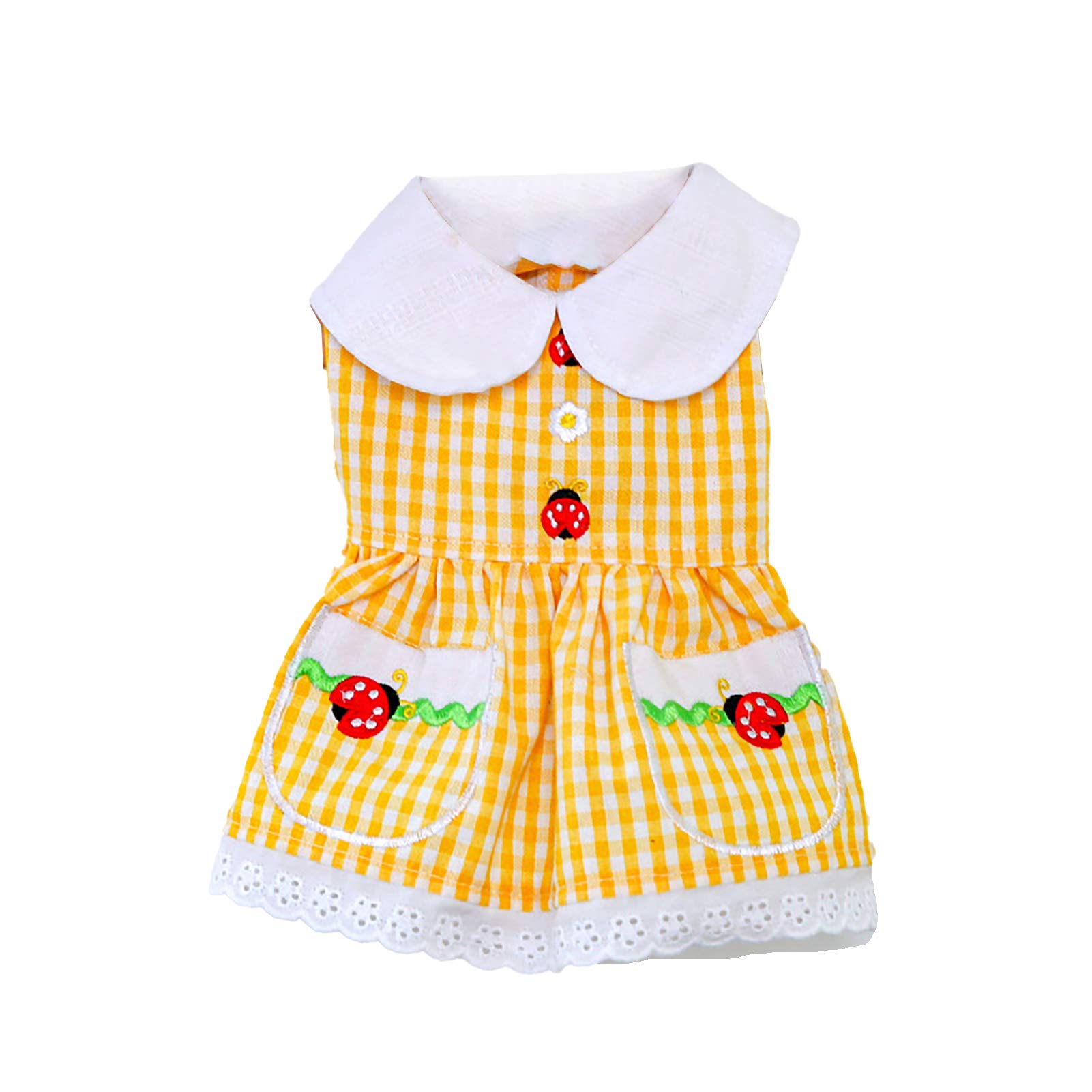 SONGBIRDTH Dog Skirt - Yellow Plaid Pet Dress for Summer & Parties