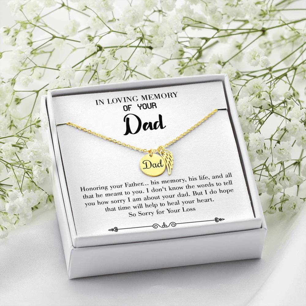 Memorial Necklace for Loss of Father - Sympathy Gift for Dad Remembrance - Perfect for Grieving Daughter, Son or Loved One - Comforting Keepsake for Funeral, Memorial Service & Healing