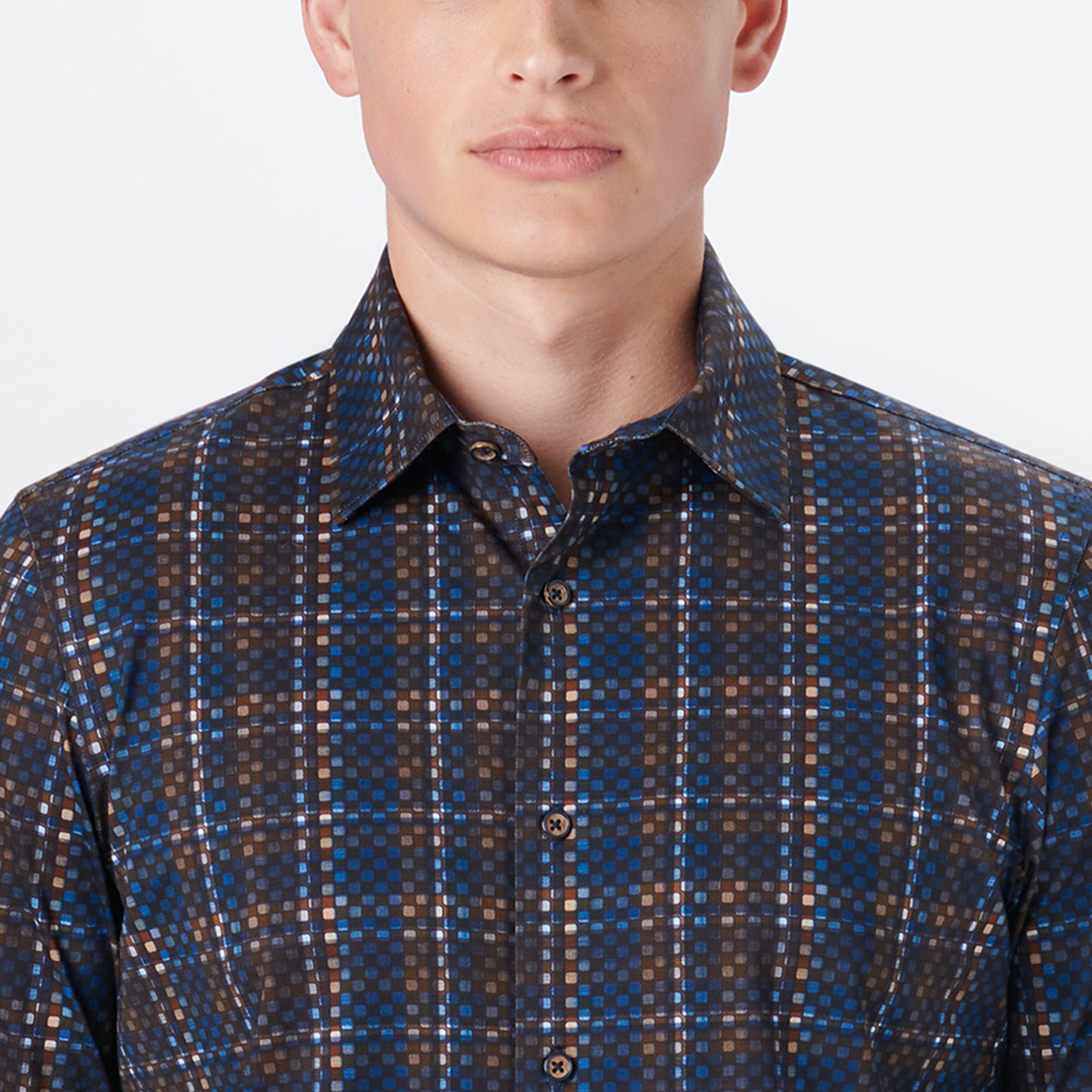 JAMES Checkerboard Check Cotton Shirt for Men - Stylish Casual Button Down Shirt for Office, Date Night & Everyday Wear