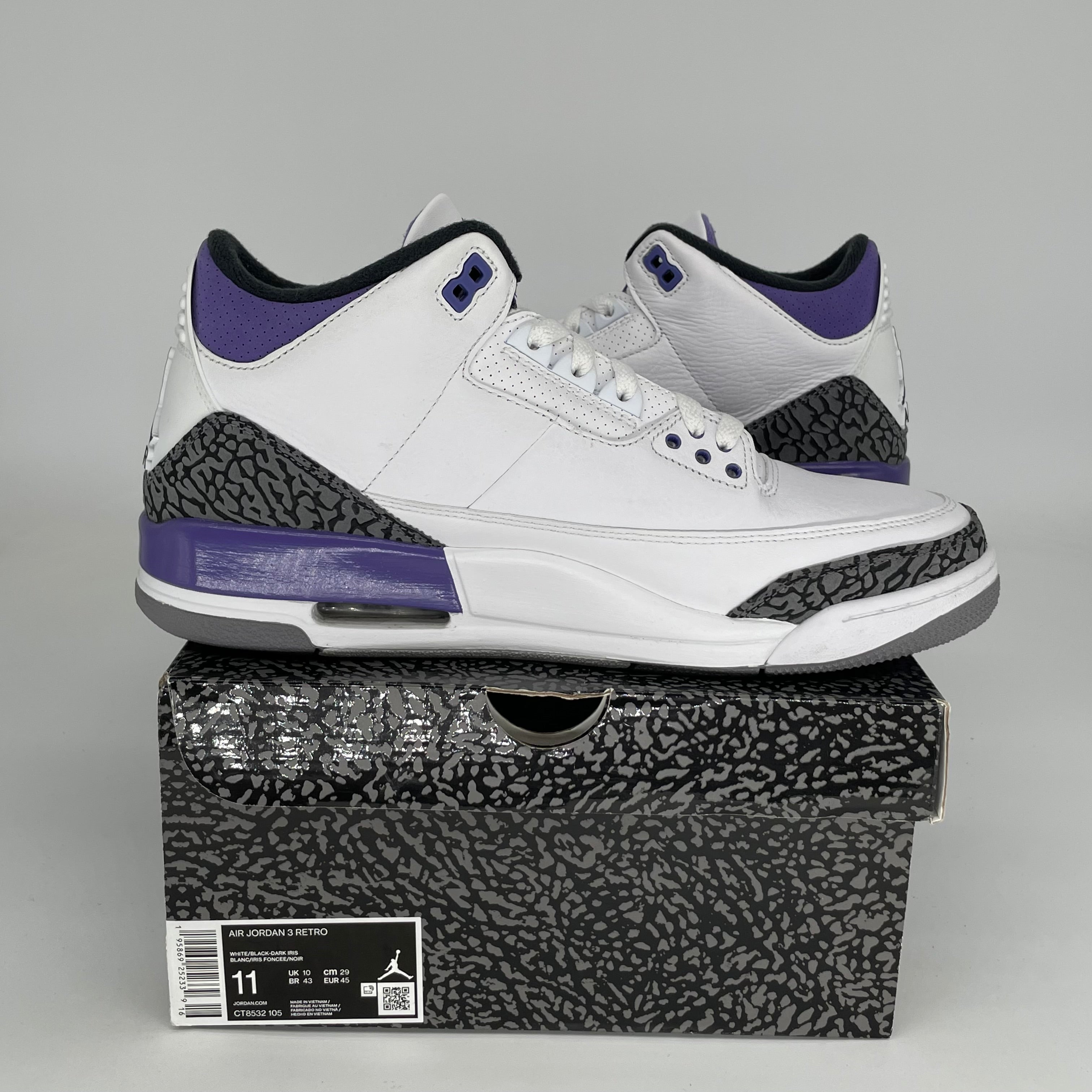 AIR JORDAN 3 DARK IRIS Men's Basketball Shoes - Size 11 (CT8532-105) - Retro Sneakers for Running, Gym & Streetwear Fashion