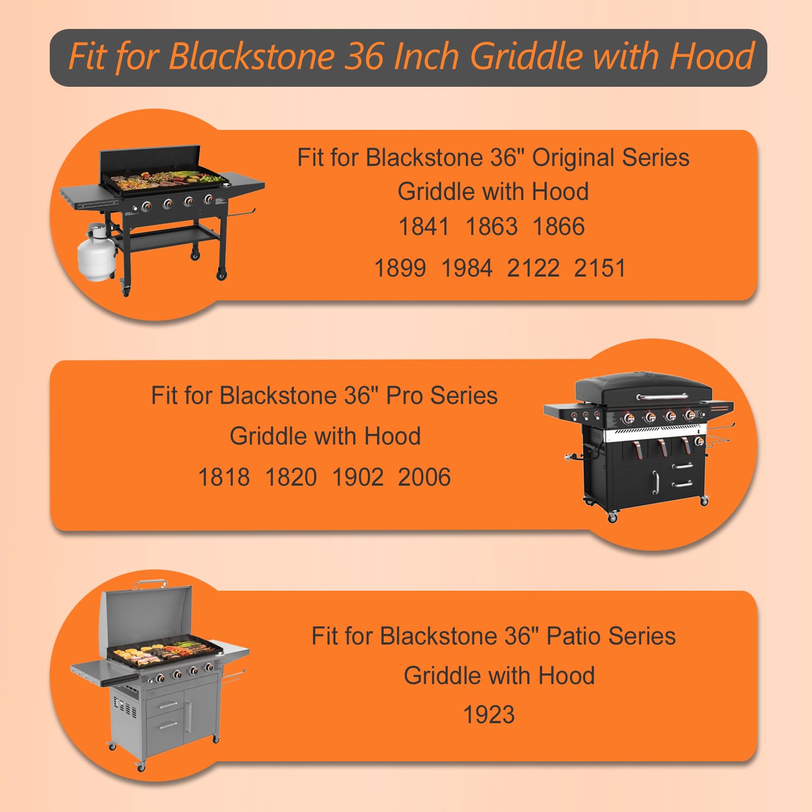Heavy Duty Waterproof 600D Polyester Griddle Cover for Blackstone 36 inch Griddle with Hood - Fits Models 1868, 2162, 1923, 1902, 2151, 2256 - Outdoor BBQ Grill Protection for Camping, Backyard Cooking & Tailgating
