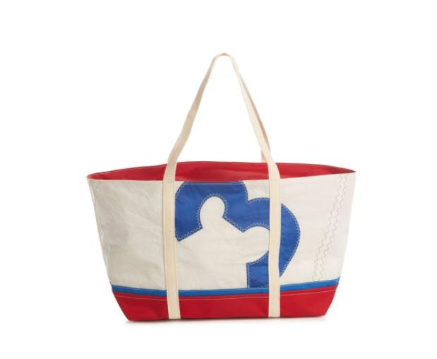 Sail Cloth Day Tote Bag - Royal Blue & Red Striped Beach Tote - Perfect for Shopping, Beach Trips & Everyday Use