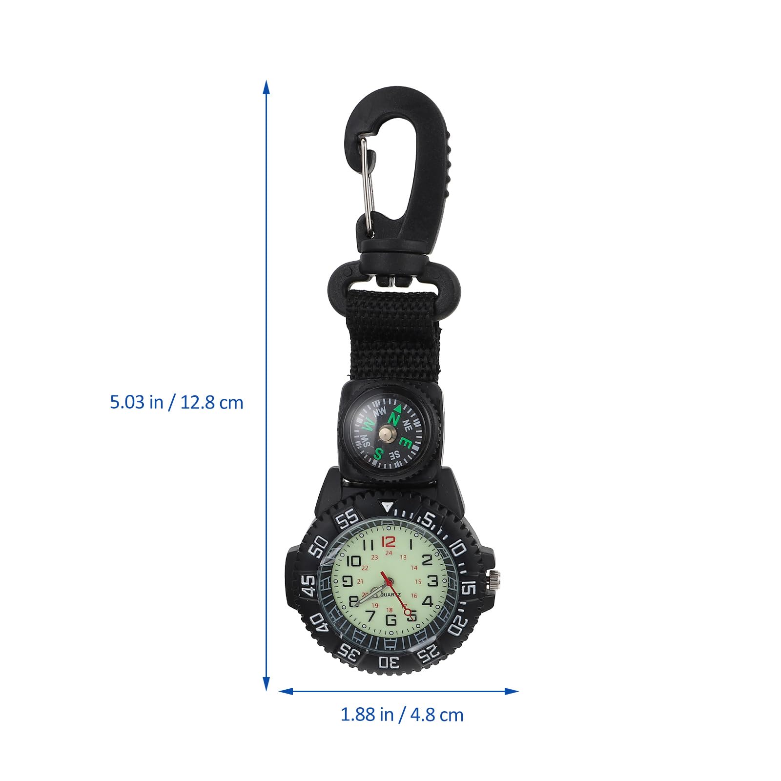 **Hemobllo Men's Digital Carabiner Clip-On Watch - Backpack Fob Hanging Stopwatch with Compass for Nurses, Doctors, Climbers - Outdoor Camping, Hiking, Home Office Accessory**    *(Use Cases: Perfect for medical professionals, outdoor adventurers, and everyday carry as a functional and stylish clip-on watch.)*