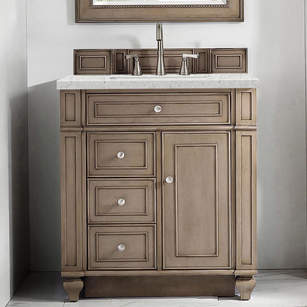 James Martin Vanities Bristol Collection 30-Inch Single Bathroom Vanity in Whitewashed Walnut with Countertop Options - Perfect for Modern Bathroom Remodeling and Home Renovation Projects