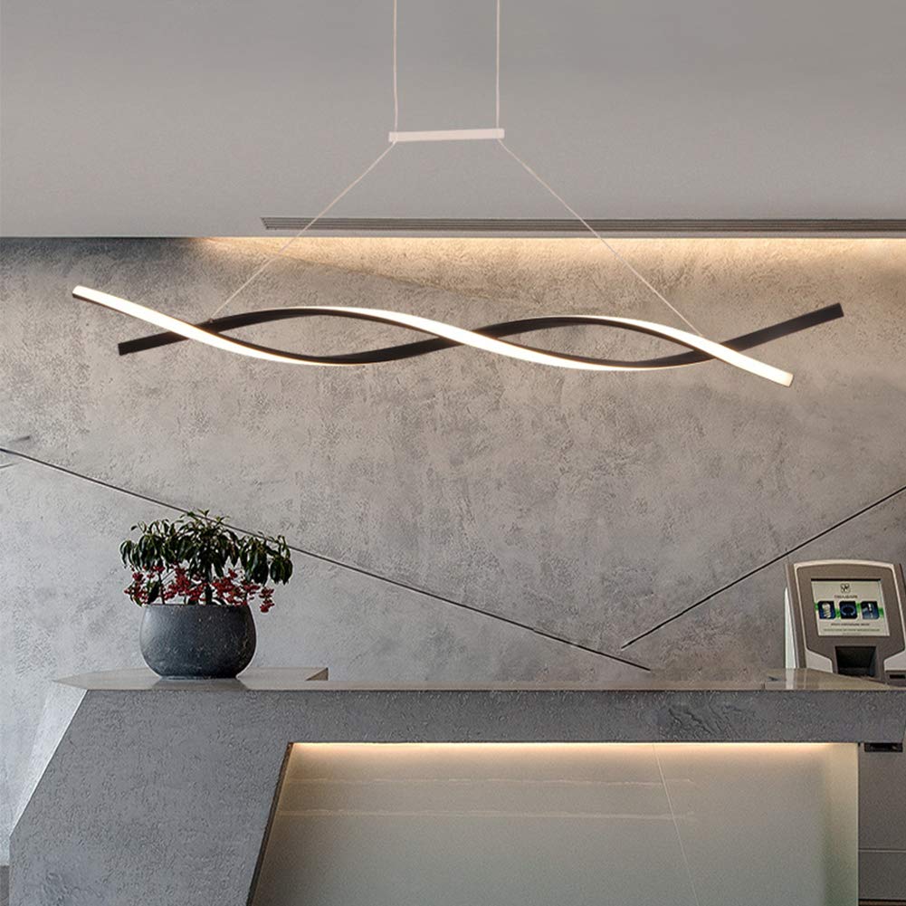 Modern LED Chandelier Light - Dimmable 3000K~6500K with Remote Control, Adjustable Hanging Ceiling Lamp for Dining Room, Living Room, Bedroom, Kitchen & Study | Flush Mount Pendant Lighting for Home Decor & Ambient Lighting