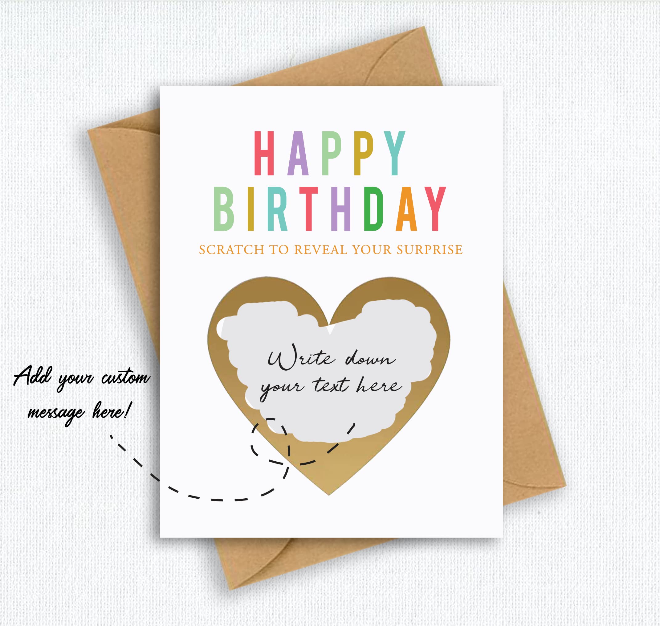 Scratch Off Birthday Card with Envelope - Fun Surprise Reveal Greeting Card for Birthday Gifts | Personal Message Writing | Perfect for Parties, Celebrations & Special Moments