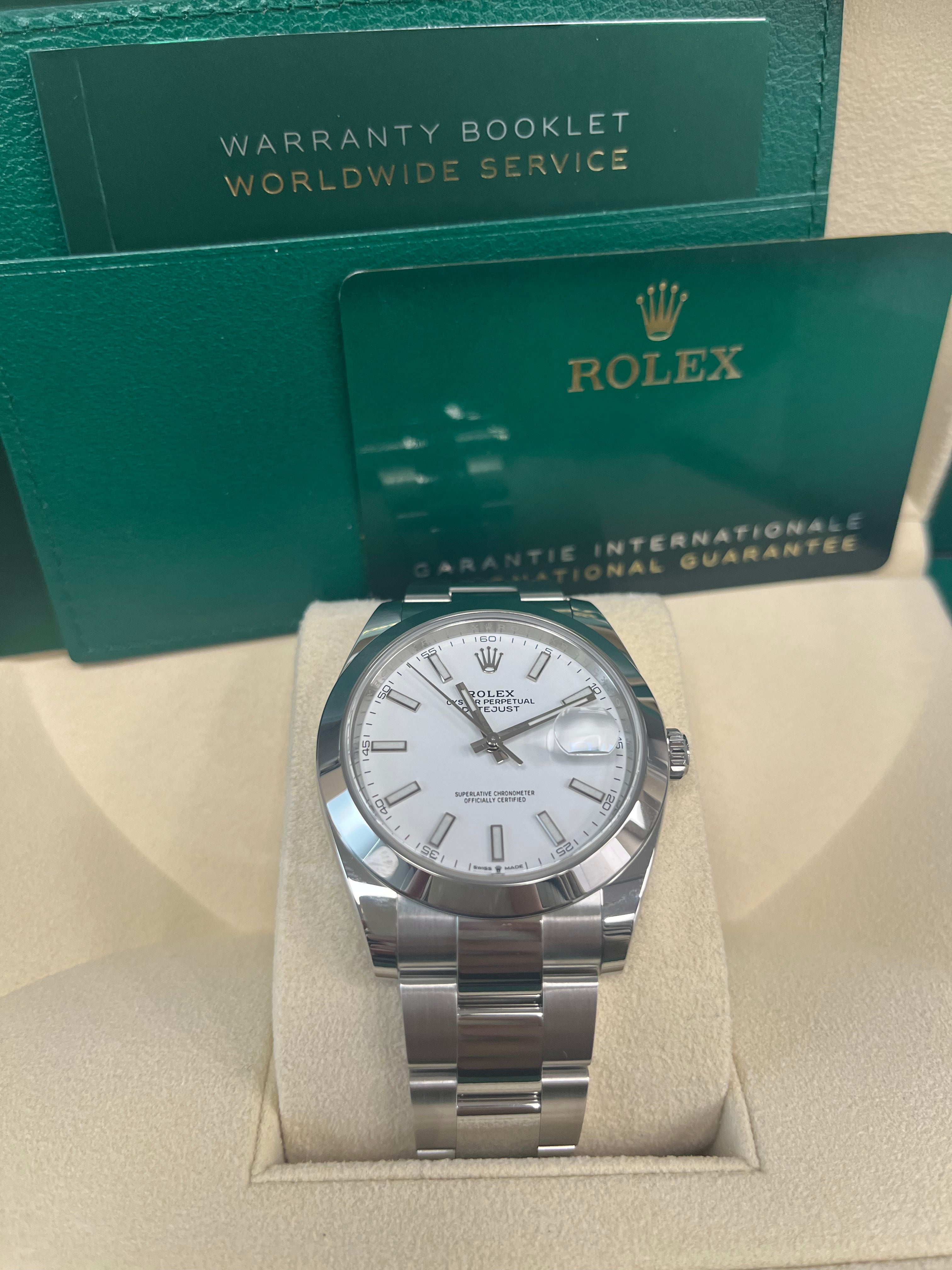 Rolex Datejust 41mm Stainless Steel Watch with Oyster Bracelet & White Index Dial - Ref 126300 - Perfect for Business, Luxury Events & Everyday Wear
