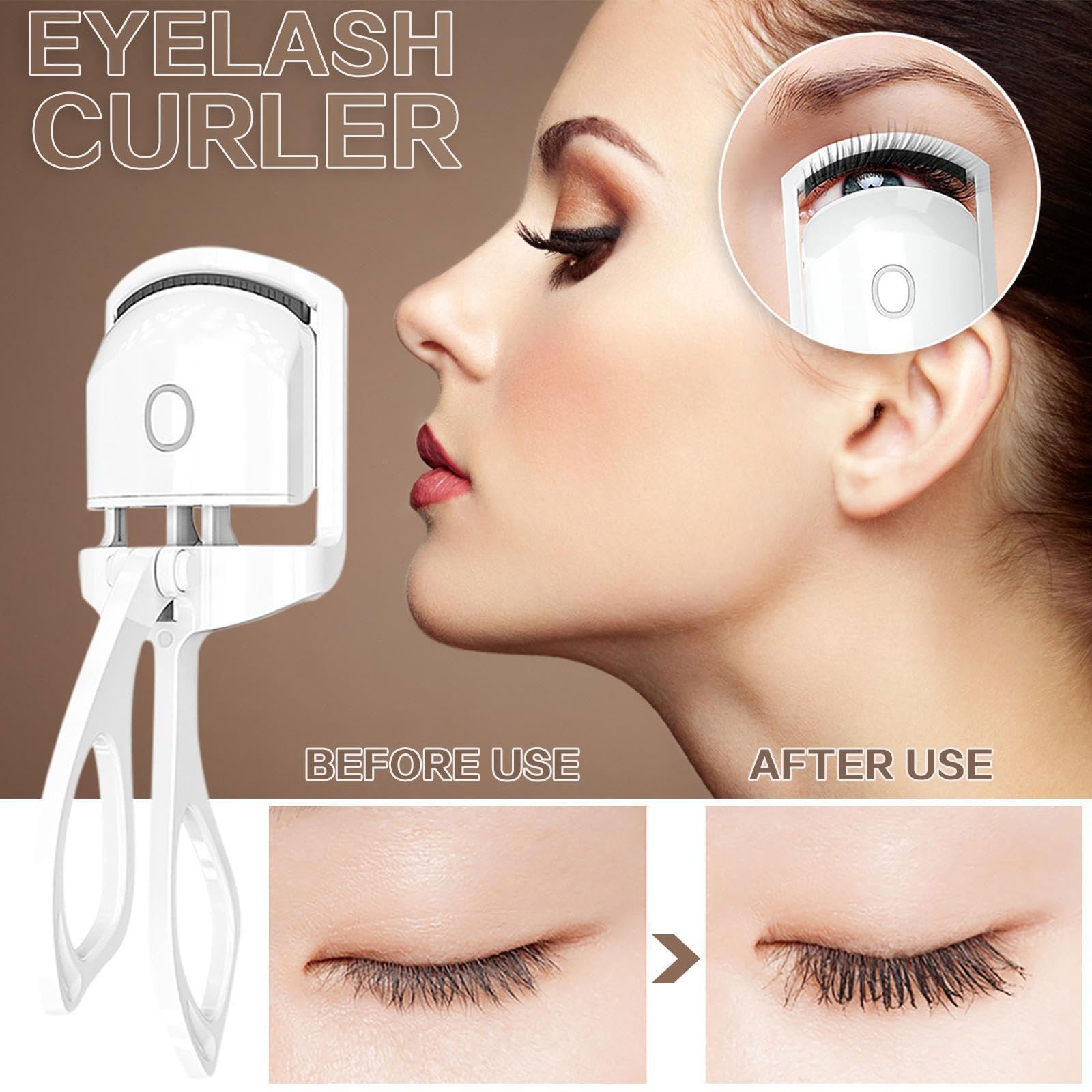 Ultreos Rechargeable Heated Eyelash Curler - Electric Lash Curling Wand with Ergonomic Design for Perfect Lashes at Home or Travel | Great for Daily Makeup, Special Occasions & Professional Use